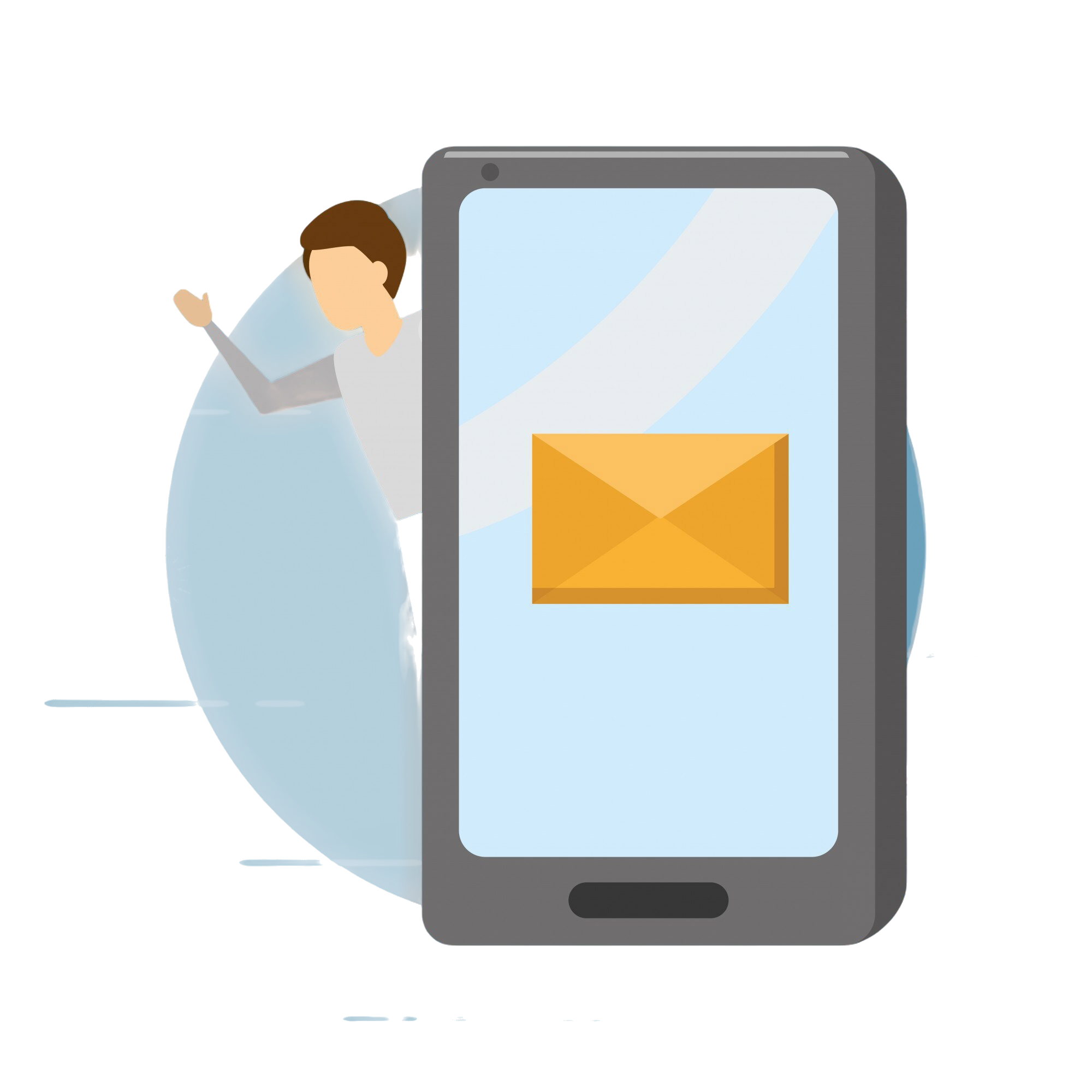 businessman with smartphone with envelope email concept flat style